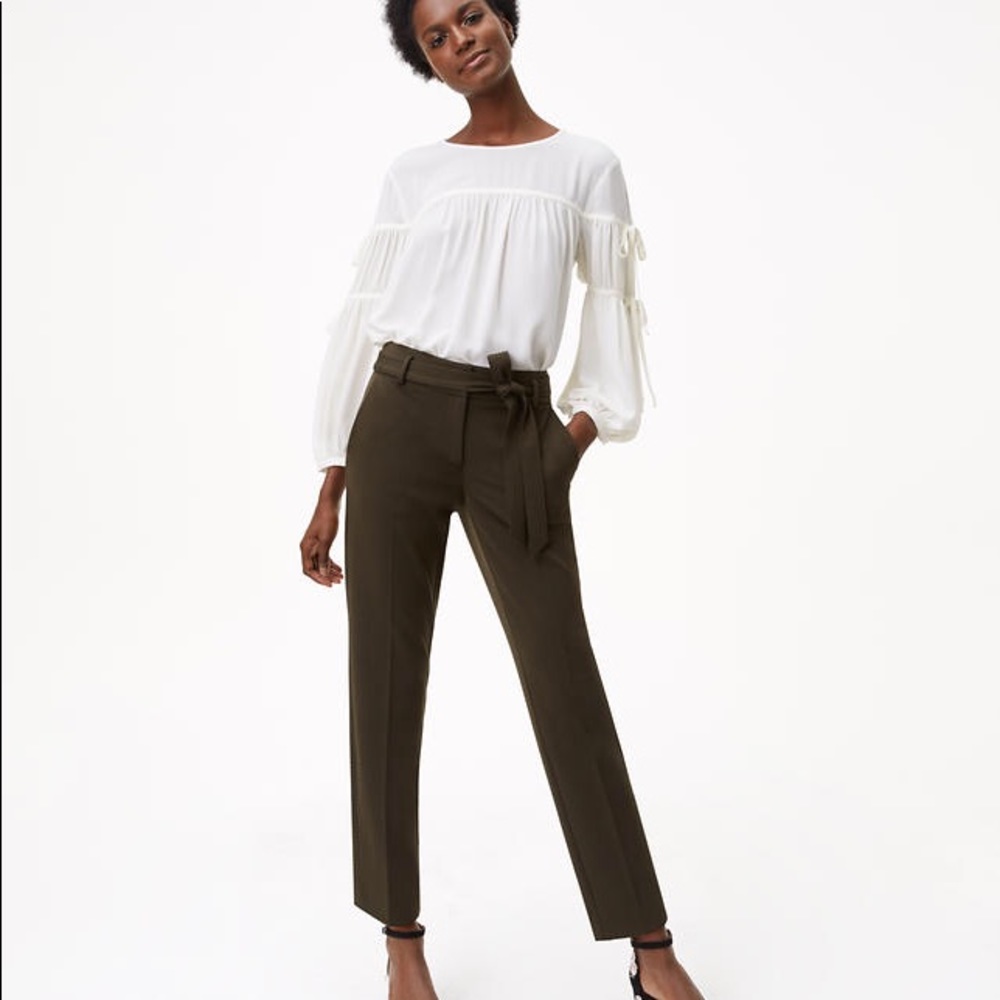LOFT tie waist stretch pants in Marisa Fit 0